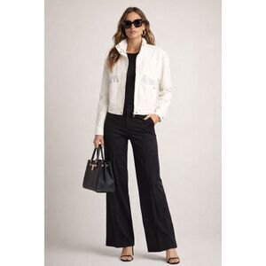 Blank NYC So Icy White Crepe Bomber Jacket Size M